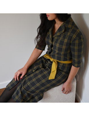 La Robe d'Après-Midi Tartan en Laine Upcyclée