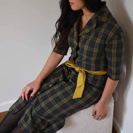 La Robe d'Après-Midi Tartan en Laine Upcyclée