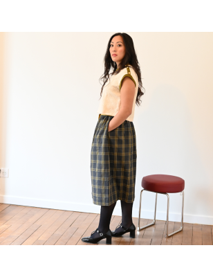 La Jupe Trois-Quart - Tartan en laine upcyclée