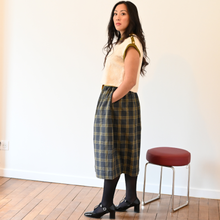 La Jupe Trois-Quart - Tartan en laine upcyclée